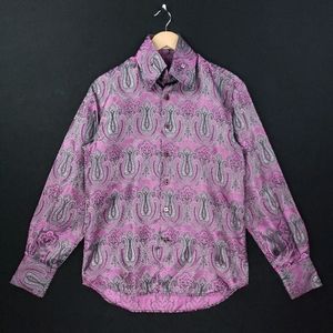 Angelino for Bermuda Flip Cuffs Paisley Western Button Front Long Sleeve Shirt